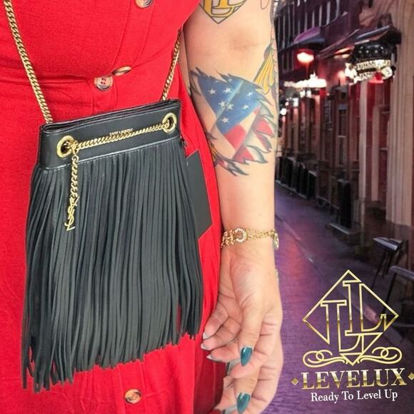 💎✨BEAUTIFUL✨💎 Authentic SAINT LAURENT Shoulder Bag Black - Picture 3 of 13